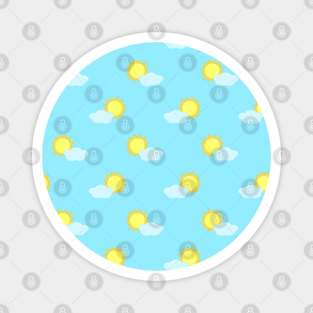 Sun and Clouds Pattern 2 in Light Blue Magnet by Kelly Gigi